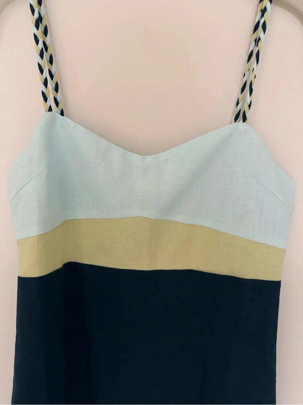 Colorblock Midi Slip Dress in Light Blue, Olive & Teal - Picture 2 of 5